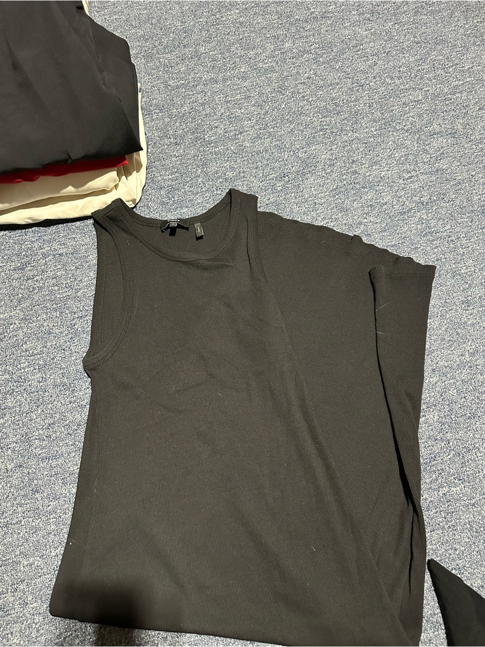 Theory Black Maxi Dress - Sleeveless Ribbed Tank Style